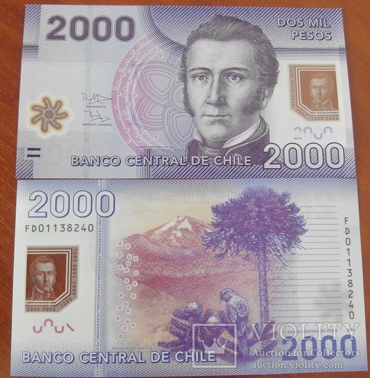 Chile Чили - 2000 Pesos 2013 / 2016 UNC JavirNV