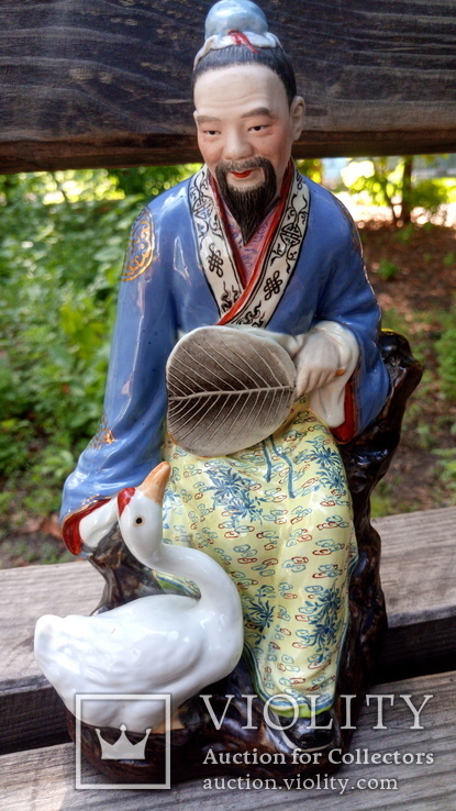 Статуэтка «Китаец с гусем»"Каллиграф Ван Сичжи".Старый Китай., фото №9
