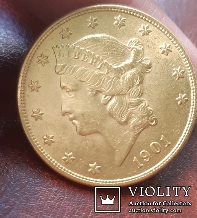 Золото 20 долларов 1901 г. США, фото №3