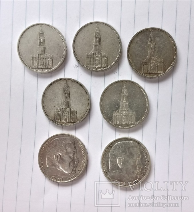 5 Рейхсмарок 1934-1935, 7  шт.