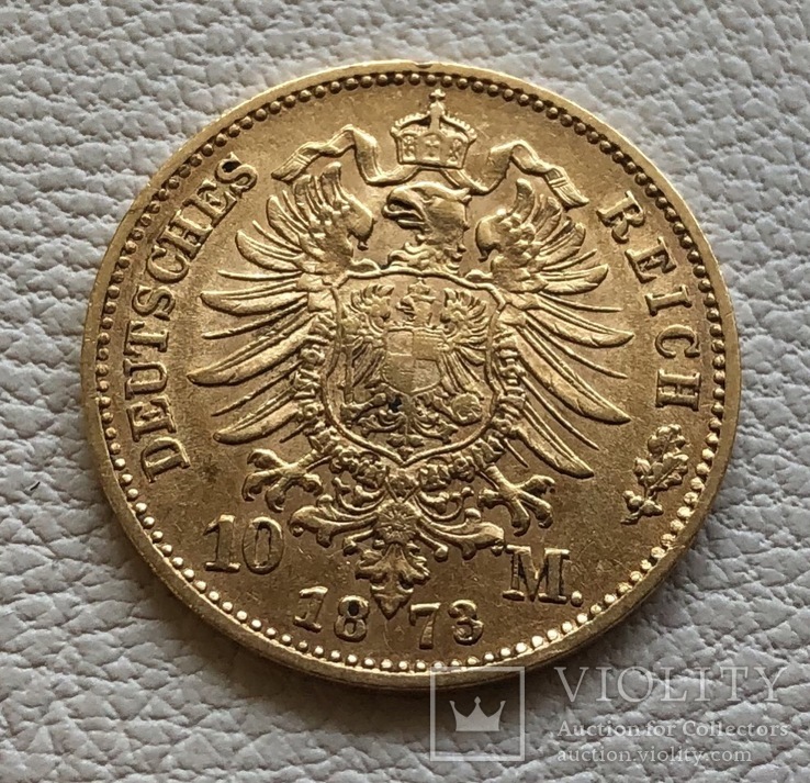 10 марок 1873-С года Германия Пруссия золото 3,98 грамм 900’, фото №3
