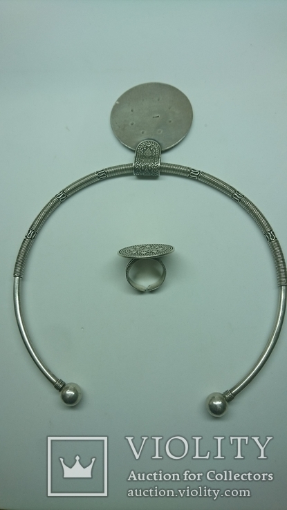 Набор серебрянный колье и кольцо Египет., фото №6