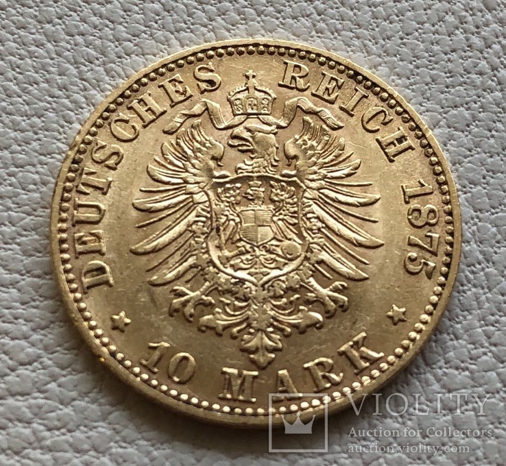 10 марок 1875-С года Германия Пруссия золото 3,98 грамм 900’, фото №3