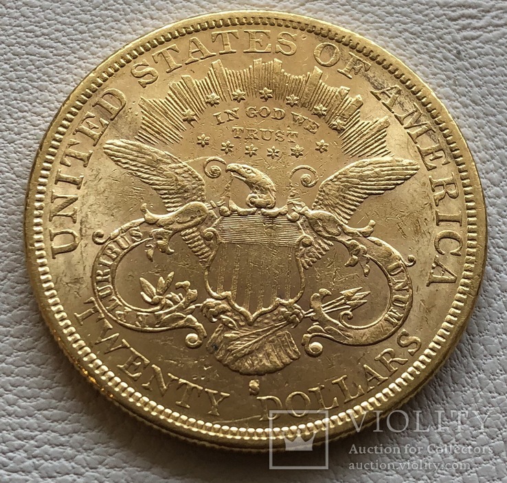 20 $ 1878 год США золото 33,4 грамма 900’, фото №3