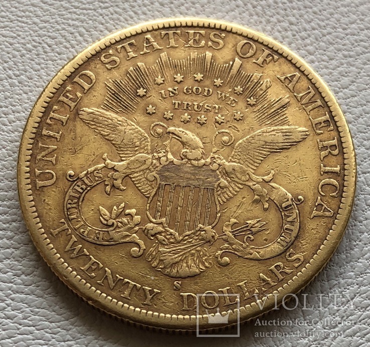 20 $ 1895 год США золото 33,4 грамма 900’, фото №3