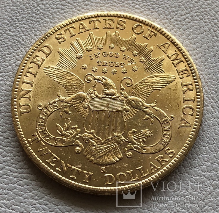 20 $ 1902 год США золото 33,4 грамма 900’, фото №3