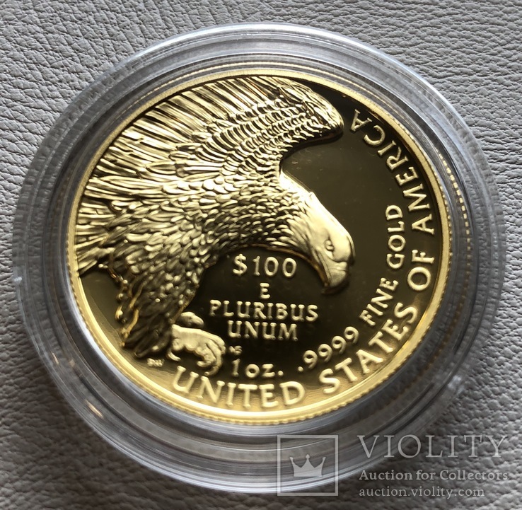 100 2019 года США золото 31,1 грамм 999,9, фото №11