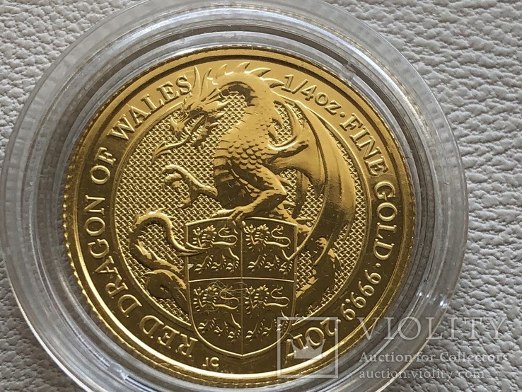 25 фунтов 2017 год Англия «Дракон» золото 7,78 грамм 999,9’, фото №2