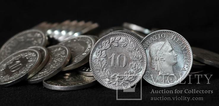 Набор монет Швейцарии 10 раппенов (50 шт), фото №4
