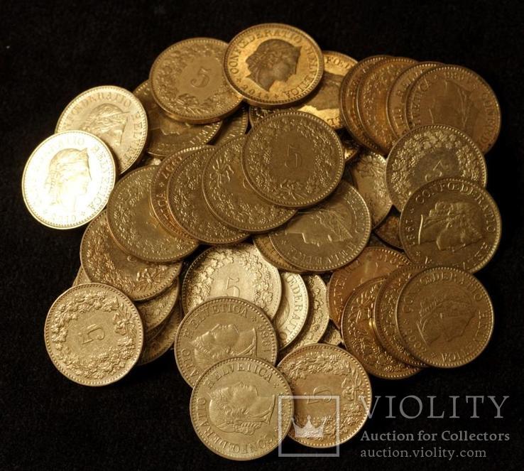 Набор монет Швейцарии 5 раппенов  (50 шт), фото №3
