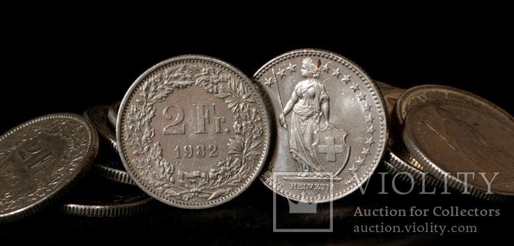 Набор монет Швейцарии 2 франка  (20 шт), фото №3