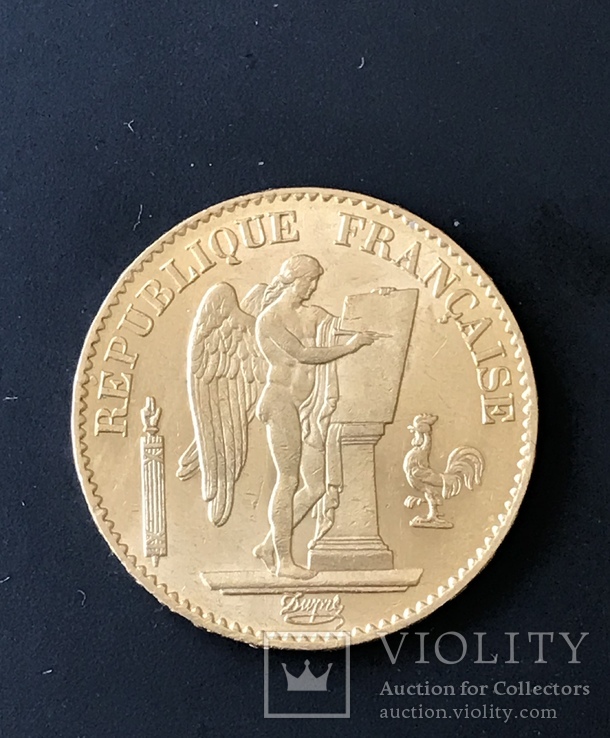 20 франков 1877 года, золото 900 пр., фото №3