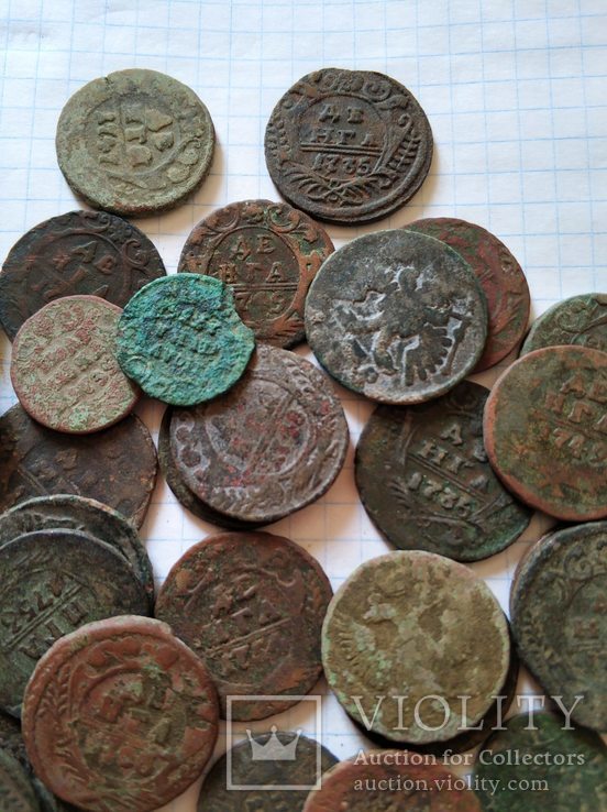 37 монет денги и полушки род чистку, фото №4