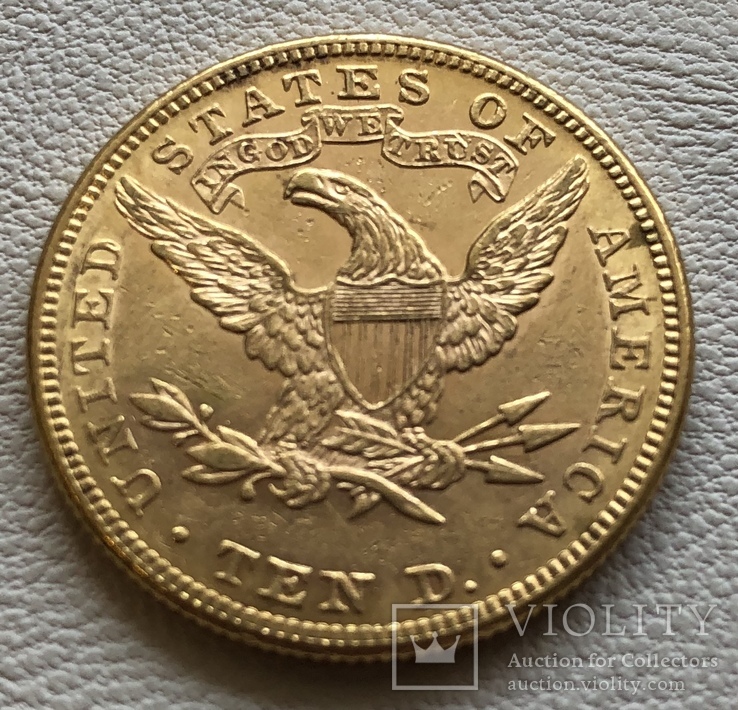 10 $ 1882 год США золото 16,7 грамм 900’, фото №3