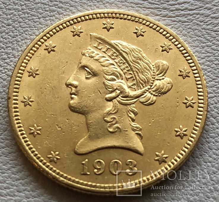 10 $ 1903 год США золото 16,7 грамм 900’, фото №2