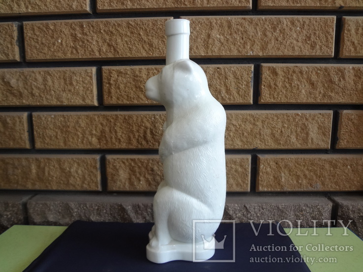 Бутылка медведь, белая, костяное стекло, фото №3