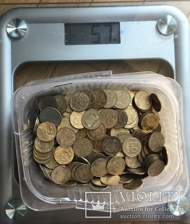 Копилка обиходных монет Украины 1,2,5,10,25,50 копеек 5,7 КГ, фото №3