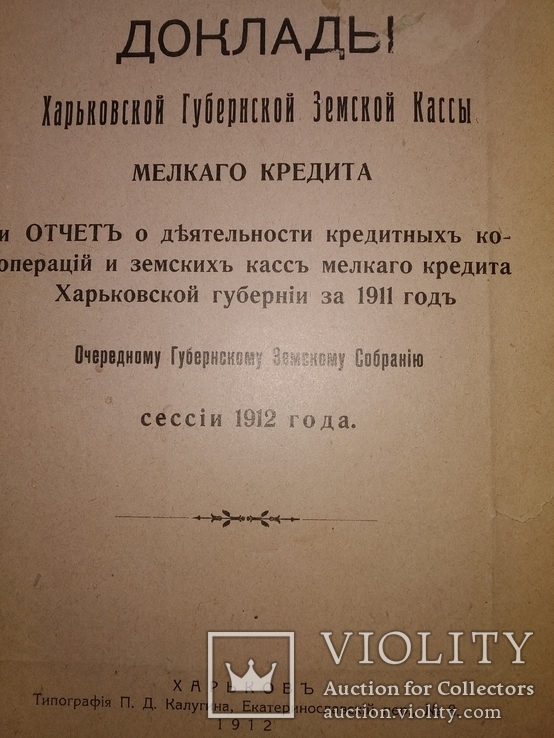 1912 Харьков доклад Губернской Земской кассы мелкого кредита, фото №2