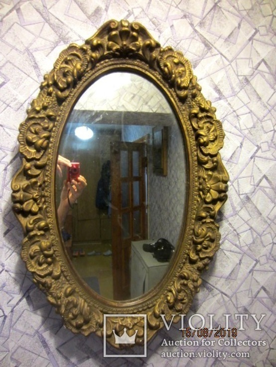 Настенное зеркало барокко дерево грунт 90 cm x 50 cm  винтаж, фото №2