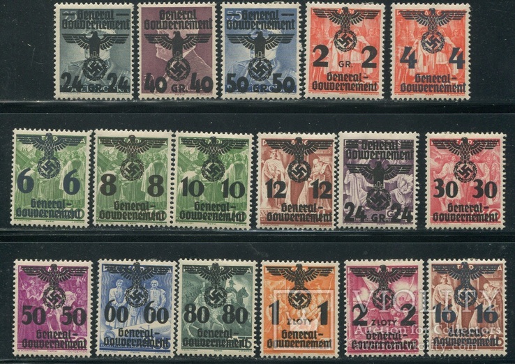 1940 Рейх Генералгубернаторство орлы надпечатки полная серия, фото №3