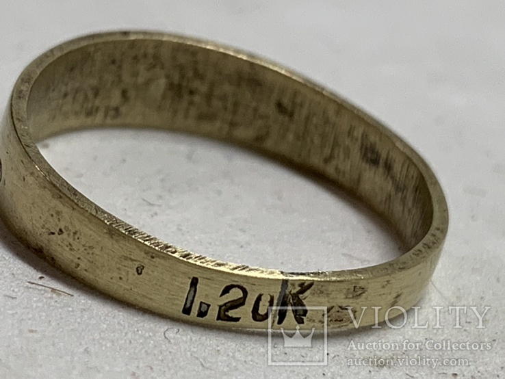 Винтажное позолоченое эмалевое кольцо с Англии (клеймо 1,2 UK), фото №5