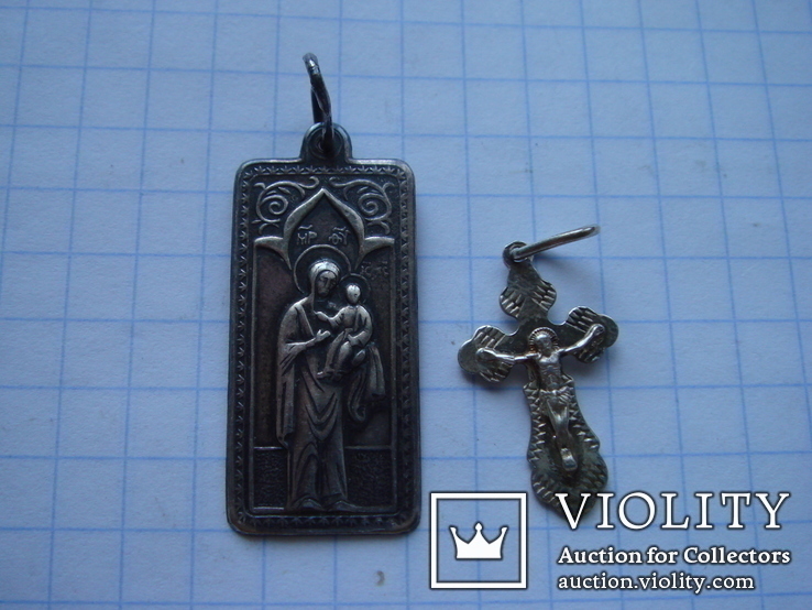 Подвески в форме иконки и креста, серебро, вес 2,8гр., фото №4