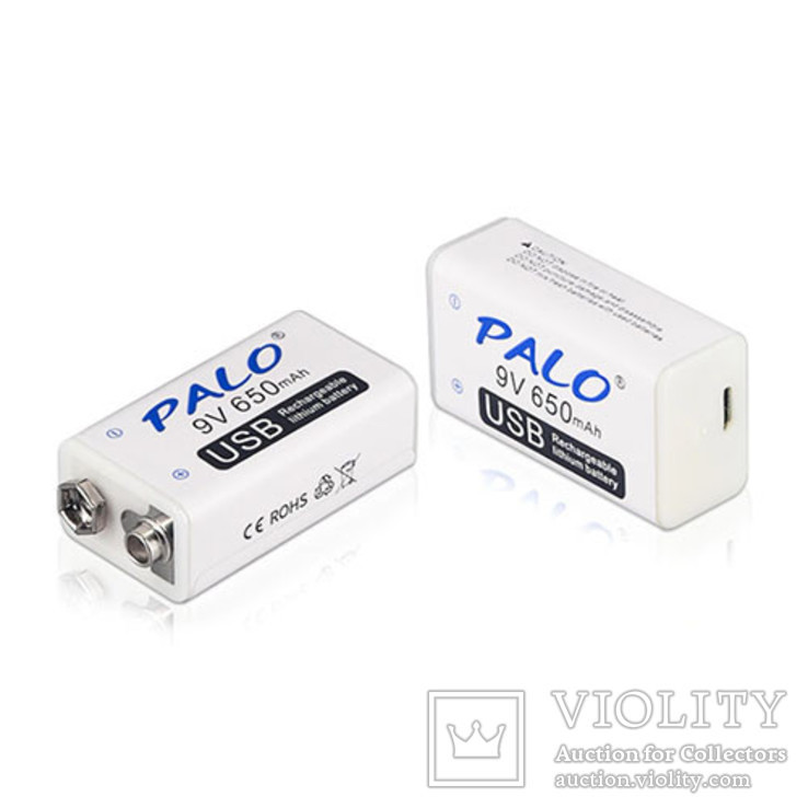 Аккумуляторна Крона PALO 9V 650mAh Li-Ion. Зарядка через micro USB., фото №4