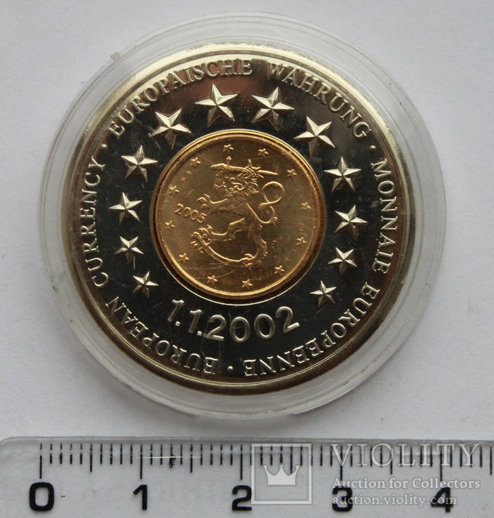  Жетон Европейская валюта.  1 евроцент 2005 Финляндия, фото №3