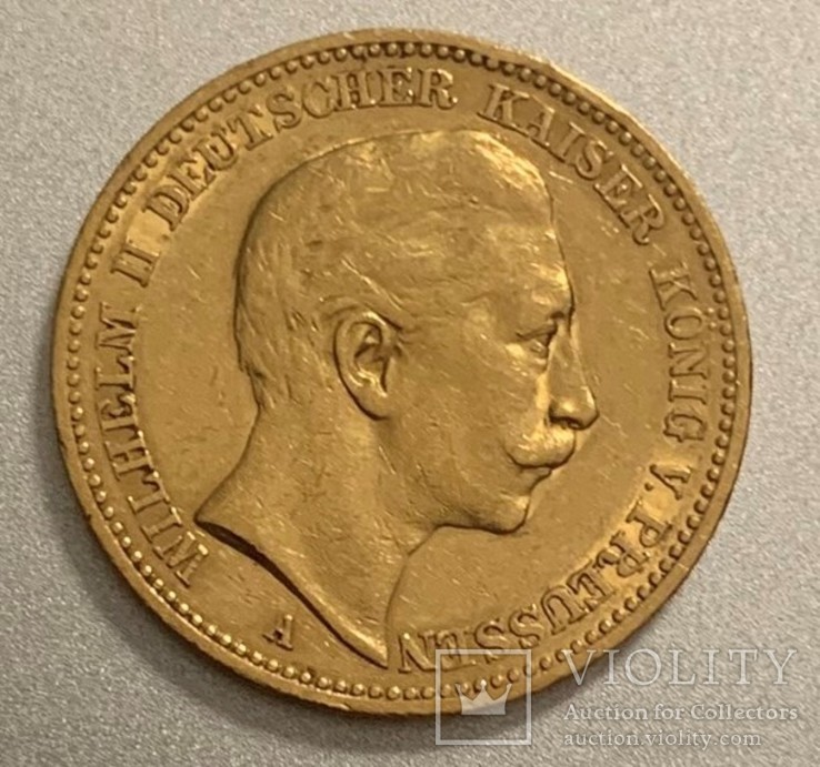 20 марок Wilhelm II 1889 р. (герб тип 2 - тільки один рік), фото №4