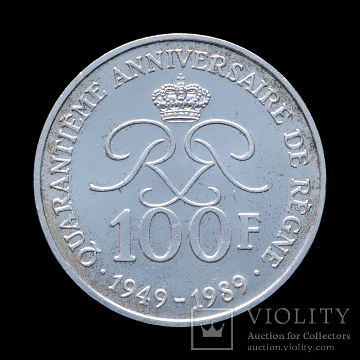 100 Франков 1989 40 лет правления Ренье III, Монако
