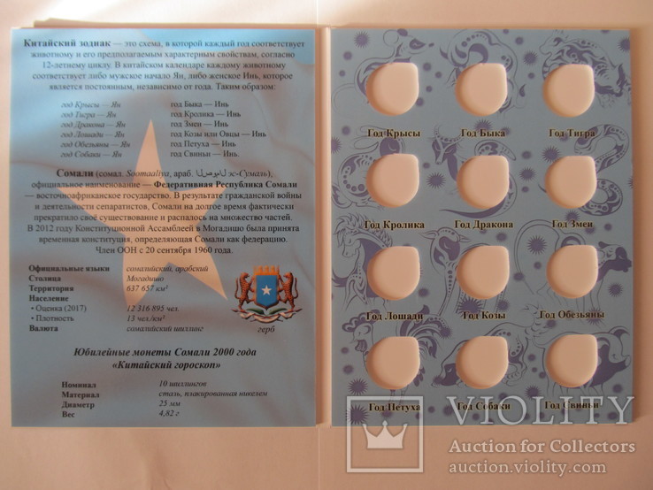 Альбом, планшет, буклет для юбилейных монет Сомали 2000г "Китайский Гороскоп", фото №3