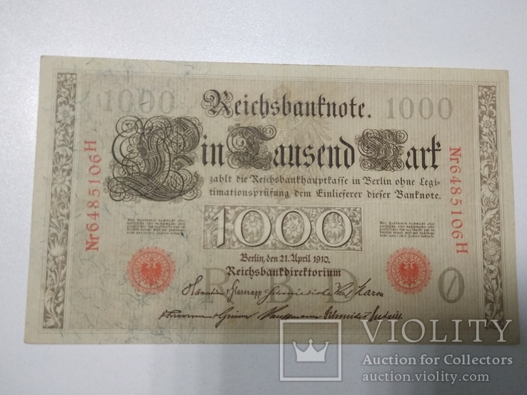 1000 Reichbantnote, Berlin 1910 рік