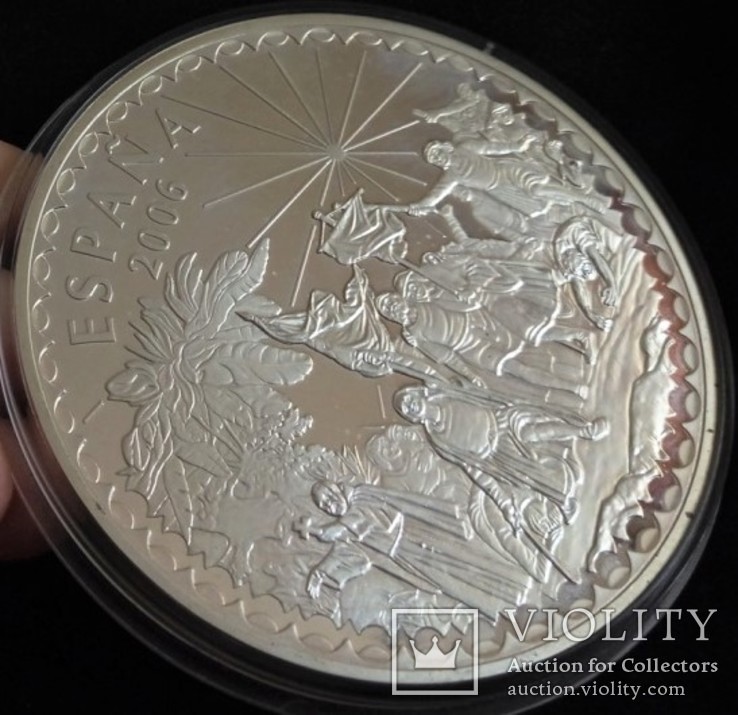 Набор монет Серебро 250гр и золото 27 гр Христофор Колумб Испания 2006, фото №4