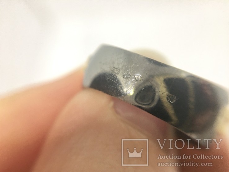 Золотое (750) кольцо золотое двухцветное с бриллиантом 0,40 карата., фото №5