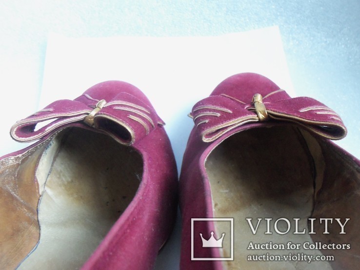 Женские туфли Германия до 1945 года. Замшевые с позолотой., фото №10