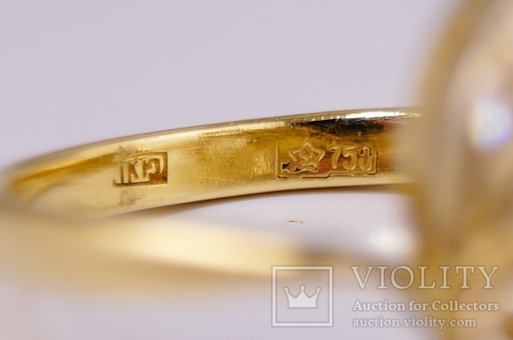 Золотое кольцо 750 с бриллиантами 0, 4 карат, фото №6