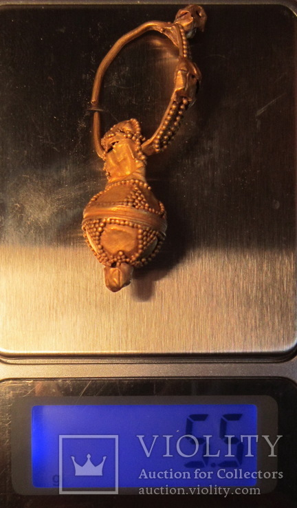 Золотая сережка, Хазарський каганат, Салтівська культура, вес 5.5 грм., фото №7