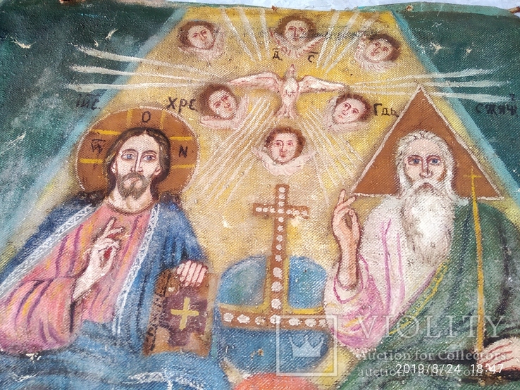 Икона Троицы, холст 65 х 59 см, фото №11