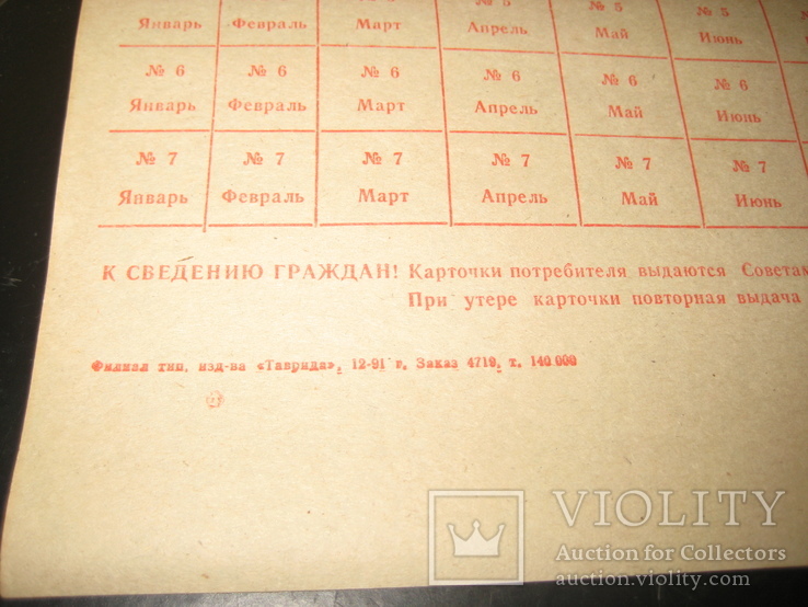 Карточка потребителя Ялтинского Горисполкома . г. Ялта 1992 года., фото №8