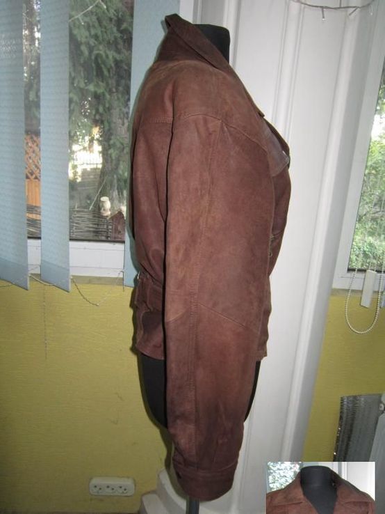 Оригинальная женская кожаная куртка-косуха с поясом . Лот 234, numer zdjęcia 7