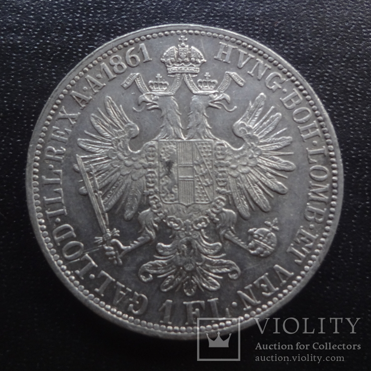 1 флорин 1861  Австро-Венгрия  серебро    (,I.6.17)~, фото №2
