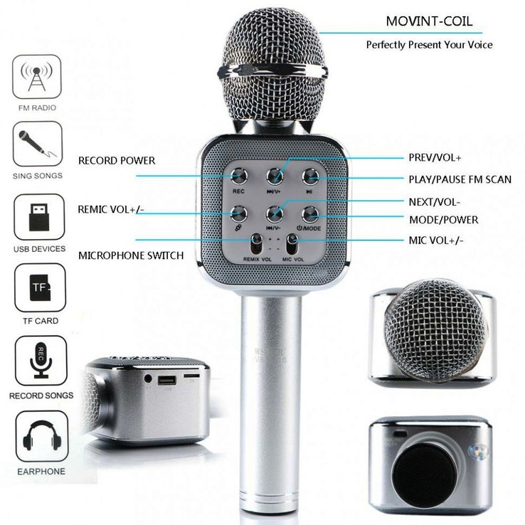 Караоке микрофон 1818 с Bluetooth, с изменениями тембра голоса, photo number 6