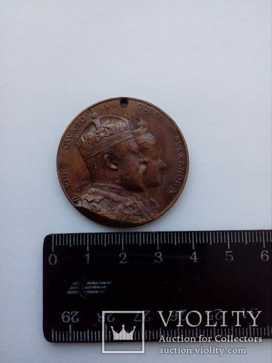 Памятная коронационная медаль Эдуард VII Великобритания, фото №2