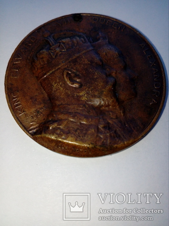Памятная коронационная медаль Эдуард VII Великобритания, фото №5