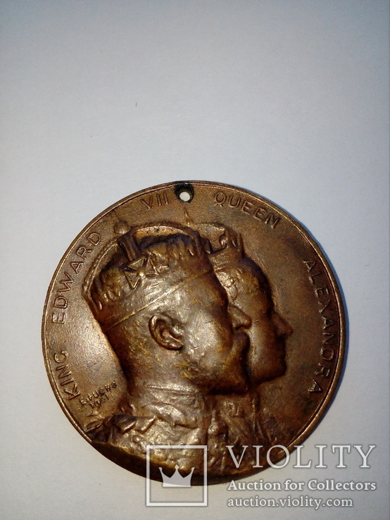 Памятная коронационная медаль Эдуард VII Великобритания, фото №6