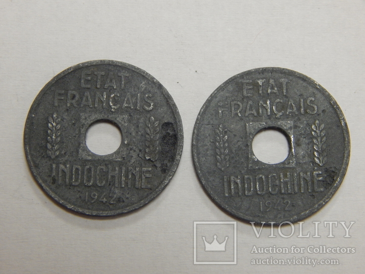 2 монеты по 1/4 цента, Французский Индокитай,