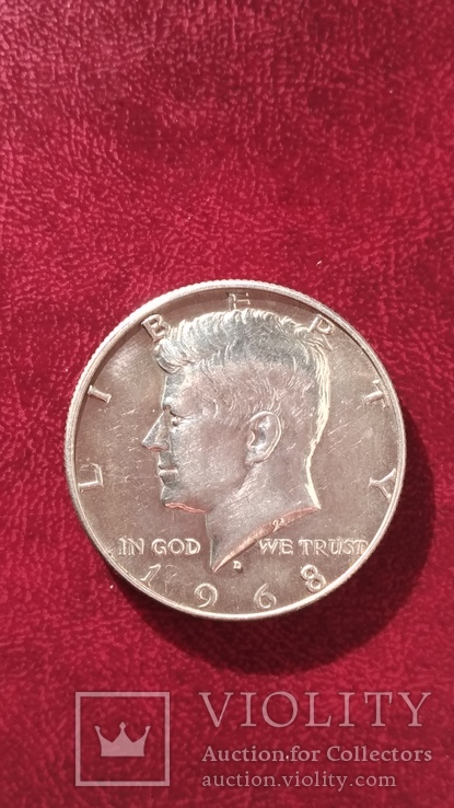 50 центов (1/2 доллара, half dollar) 1968 года (Кеннеди). Серебро., фото №2