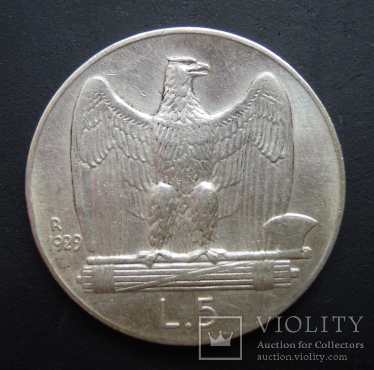 5 лир 1929 г. Италия серебро, фото №3