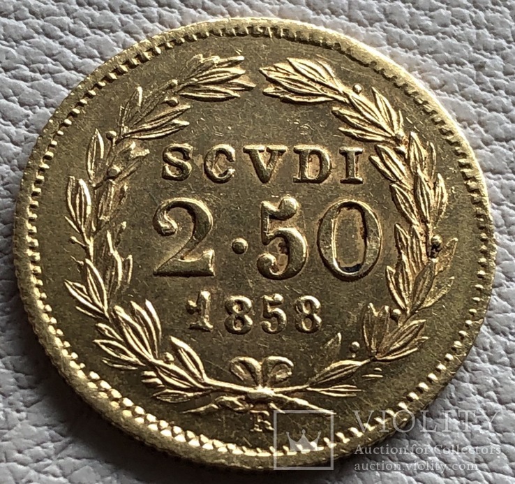 2,5 скуди 1858 год Ватикан золото 4,33 грамм 900’