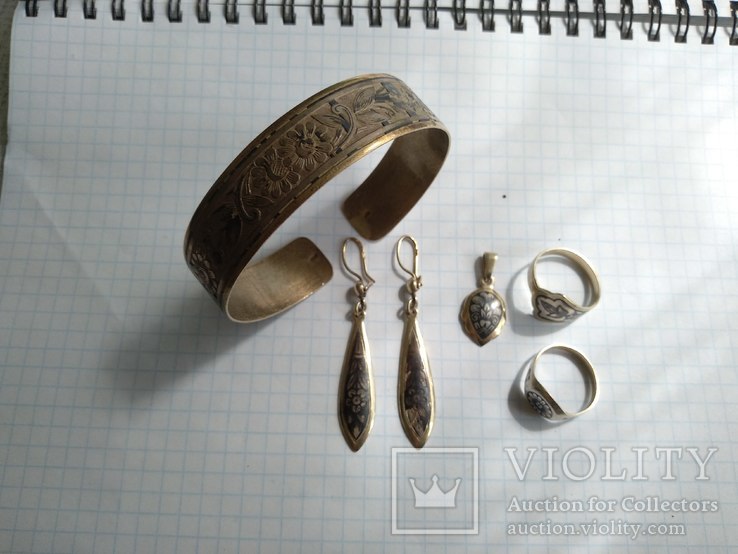 Набор серебро, кольцо, серьги, браслет, 925